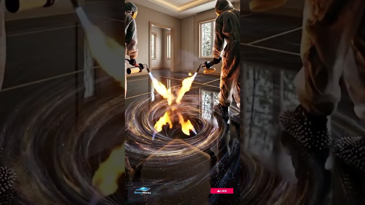 From Concrete to Galaxy Floor ✨ Unreal Epoxy Transformation #epoxyfloor #interiordesign