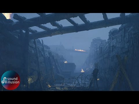 Cold Rainy Evening In A WW1 Trench - War Ambience