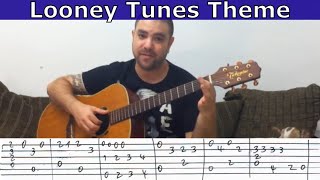 Tutorial: Looney Tunes Theme (Chet Atkins arrangement) - w/ TAB (aka Merrily We Roll Along)