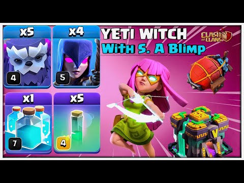 Th14 Yeti Smash Attack | Best Super Archer Blimp Yeti Witch Attack for Th14 | Clash of Clans