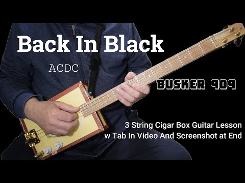 Back In Black by ACDC - 3 String #cigarboxguitarlesson w Tabs