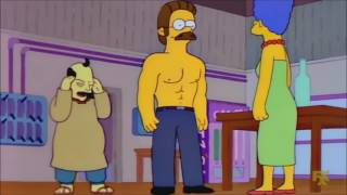 Marge Hits Naked Ned Flanders With A Bottle - The Simpsons