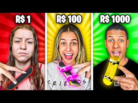 TECH DECK DE R$1 ,R$100 ou R$ 1.000 REAIS - Desafio !!