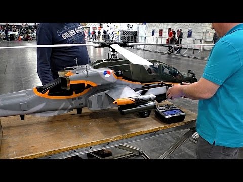 GIANT RC AH-64 APACHE 1:7 SCALE MODEL HELICOPTER FROM VARIO INDOOR FLIGHT / Intermodellbau 2016