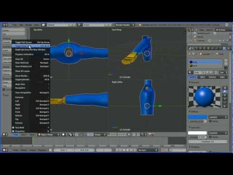Blender 2.6 Tutorial Making a Low Poly Model of a Character - the Lower Body - Joining Hand to Arm