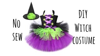 DIY Halloween Costume For Kids| Witch Costume No Sew Tutu Dress Tutorial 2-3 years old girl dress