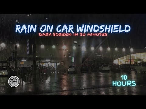 Sounds for Sleeping ⨀ Rain on Car Windshield with Wipers ⨀ Heavy Rain ⨀ Dark Screen ⨀ 10 Hours