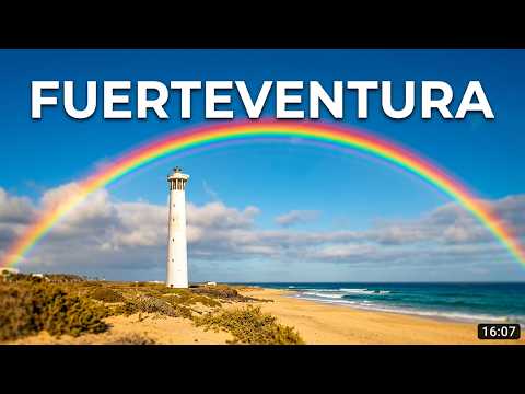 Fuerteventura - Rainbow over the lighthouse in Morro Jable, Playa de Jandia