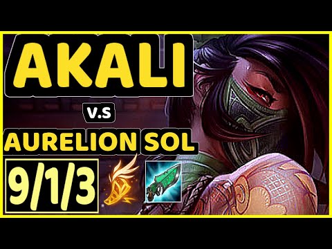 GREVTHAR (AKALI) vs AURELION SOL - 9/1/3 KDA MID CHALLENGER GAMEPLAY - BR