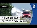 Boze automobilist rekent af met flitspaal