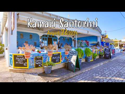 Kamari Beach Santorini, walking tour 4K, vlog, Greece travel guide 2025
