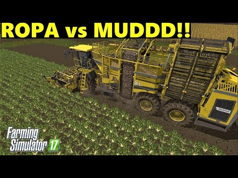 Farming Simulator 17 | ROPA DLC vs HEAVY MUDDDDD!!! -SUGARBEET HARVESTING👍👏👏👏