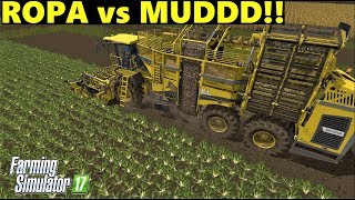 Farming Simulator 17 | ROPA DLC vs HEAVY MUDDDDD!!! -SUGARBEET HARVESTING👍👏👏👏
