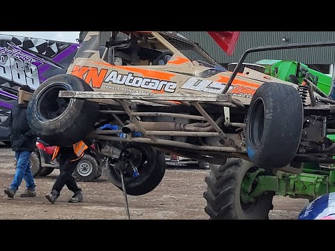 BriSCA F1 Stockcars - Newson Vs Sworder Skegness Raceway Heat 2