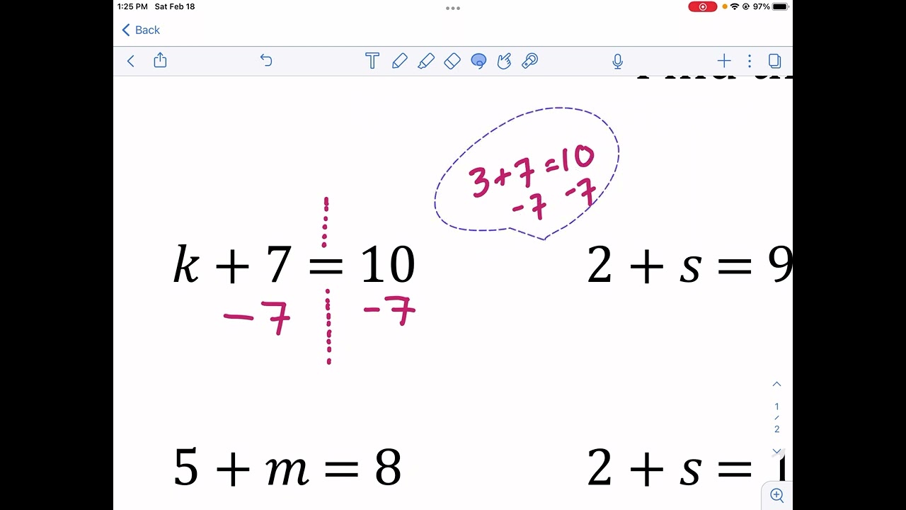 Math-Drills: Missing numbers in equations (addition)