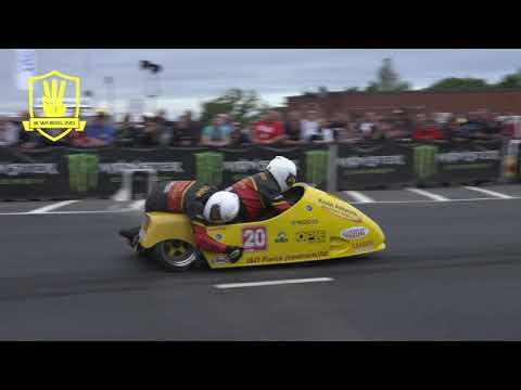 Isle of Man TT - 3 Wheeling 2018 TT Sidecar Race 1 Start 1 June 2
