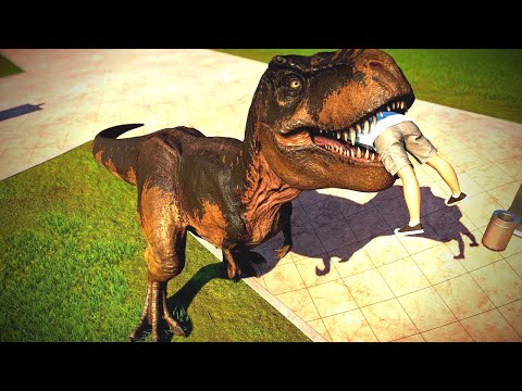 T-rex Escape Jurassic world Evolution And Eating Peoples Rampage.