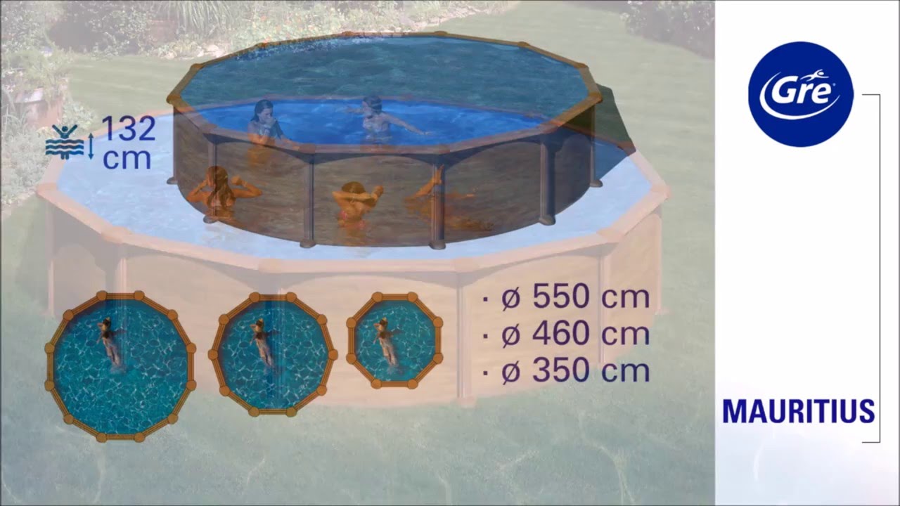 Piscine acier Gré aspect bois Mauritius ronde Piscine acier Gré aspect bois Mauritius ronde