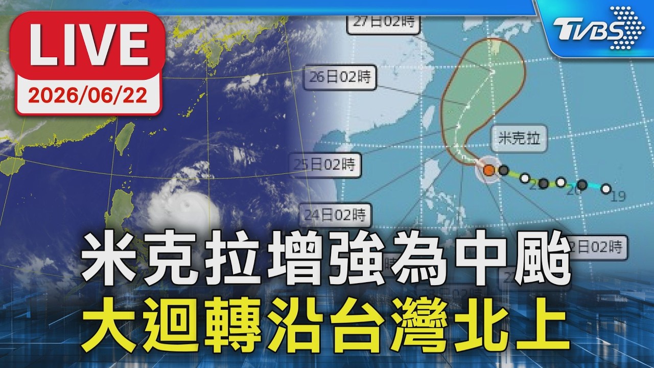 【LIVE】米克拉增強為中颱 大迴轉沿台灣北上 周四起變天