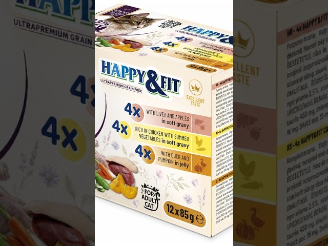 Happy&Fit Cat Adult Grain Free Alutasak 83%Meat, Liver,Chicken, Duck Multipack 12x85g