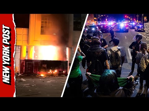 Anti-ICE Protesters Torch Dumpster Outside LA Federal Building