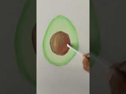 How to draw an avocado fruit with oil pastels tutorial #shorts
