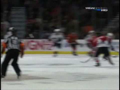 Niklas Hjalmarsson Nice Hit on Dumont 10/24/2009