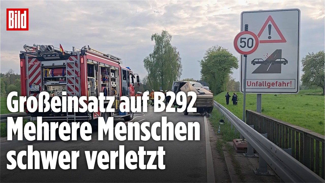 FRONTALCRASH AUF B292: Schwerer Unfall legt Verkehr lahm