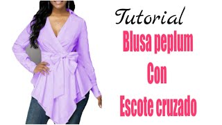 patronaje y confeccion Blusa peplum y escote cruzado