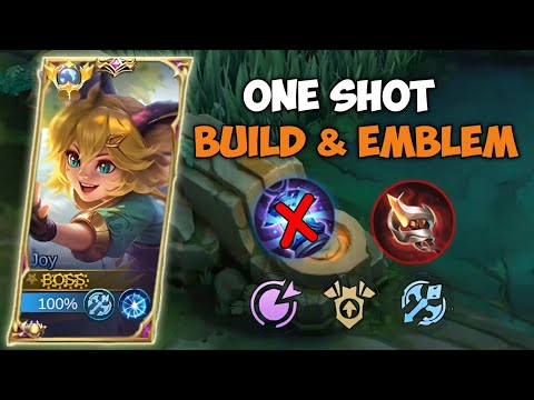 JOY ONE SHOT BUILD & EMBLEM !! [ UNBELIEVABLE DAMAGE 🔥] | JOY MOBILE LEGENDS