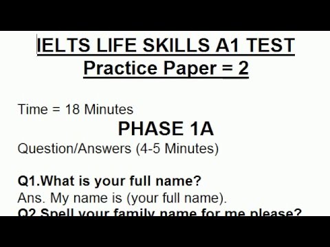IELTS life skills level A1 Phase 1A Practice