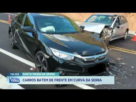 Santa Maria da Serra: carros batem de frente em curva da serra