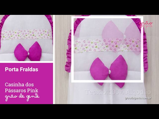 Porta Fraldas Casinha dos Pássaros Pink | Ref: 61809