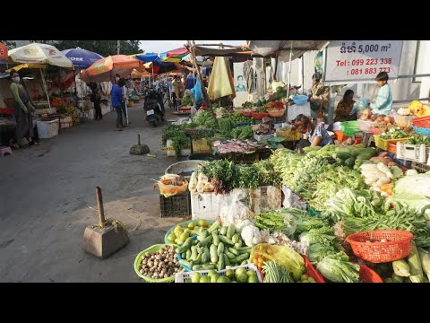Evening Street Food @Doem Ampil Market - Walk Around Street Food at Phsa Deom Ampil on Friday