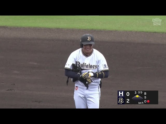 【ファーム】変化球を捉えた!! バファローズ・遠藤成 ライトへの2点タイムリー2ベースで先制点を挙げる!! 2025年6月7日 オリックス・バファローズ 対 くふうハヤテベンチャーズ静岡