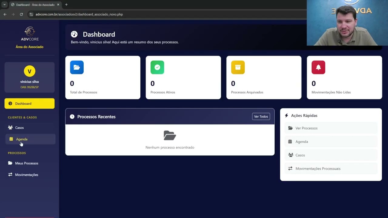 Gestão de Advogados Associados no AdvCore Academy | Sistema Jurídico AdvCore