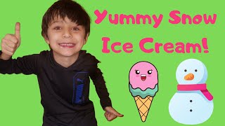 How To Make Snow Ice Cream For Kids! Simple Recipe!!