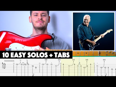 Top 10 EASIEST David Gilmour Solos + Tabs