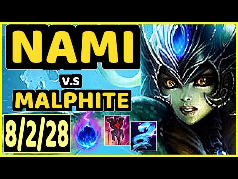 NAMI vs MALPHITE - 8/2/28 KDA BOTTOM SUPPORT GAMEPLAY - EUW Ranked DIAMOND