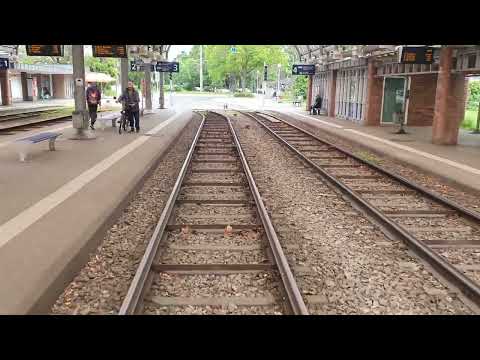 riding with Tram-Train Line S12 from Karlsruhe Europaplatz to Ettlingen Stadt #karlsruhe #ettlingen