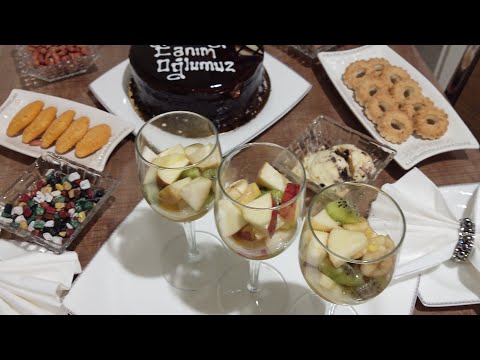 عصير الكيوي و الموز مع صلطة الفواكه لعيد ميلاد ولدي 🤩Salade de fruits et jus de kiwi banane 🥝🍌
