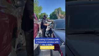 Unlocking a Camaro with a frameless window