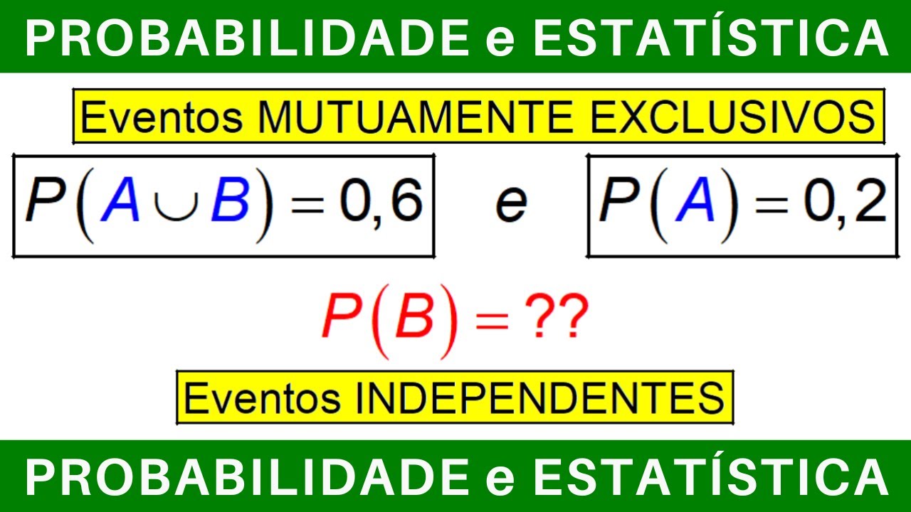 PROBABILIDADE e ESTATÍSTICA 📊 EVENTOS MUTUAMENTE EXCLUSIVOS e INDEPENDENTES #exercícios #concursos