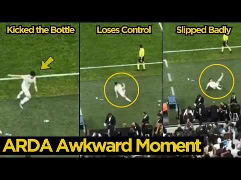 😭Moment Arda Güler Slipped While Kicking the Water Bottle in Frustration After Defeat vs Barcelona