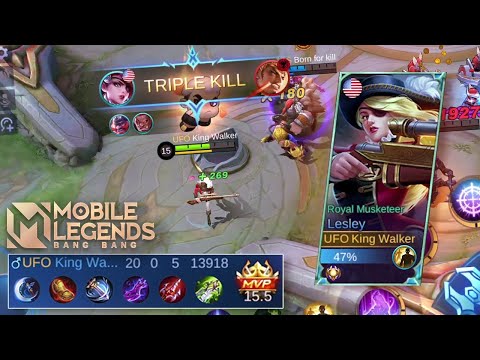 Lesley Crazy Damage!!! Top 1 Global Lesley Build!!! Lesley Gameplay - Mobile Legends