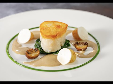 Roast Cod, Spinach, Mushroom Sauce - Mark Moriarty...