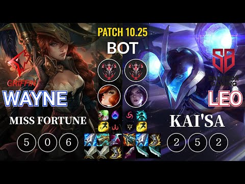 GRF Wayne Miss Fortune vs SB Leo Kai'Sa Bot - KR Patch 10.25