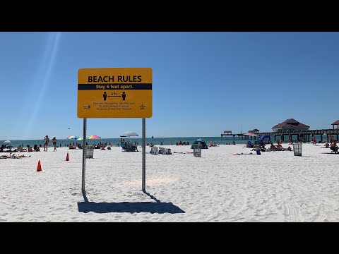 Clearwater Beach Is Open - First Day Back For Florida Gulf Beaches & some Restaurants & Bars too?
