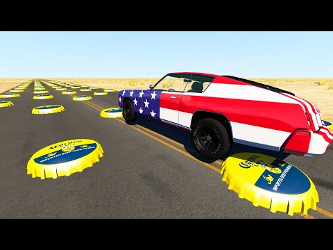 100 Big Caps On The Road - Experiment BeamNG drive | TrainWorld