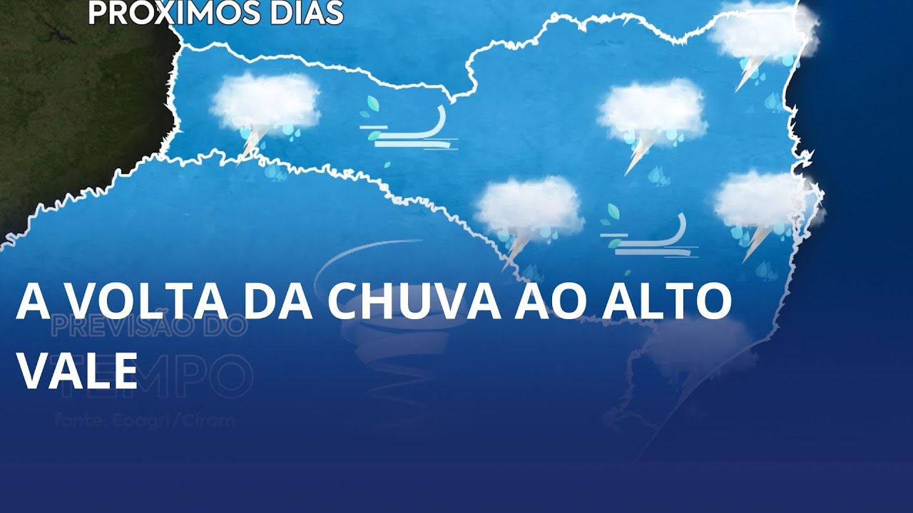 Chuva deve chegar ao Alto Vale na terça-feira (09)
